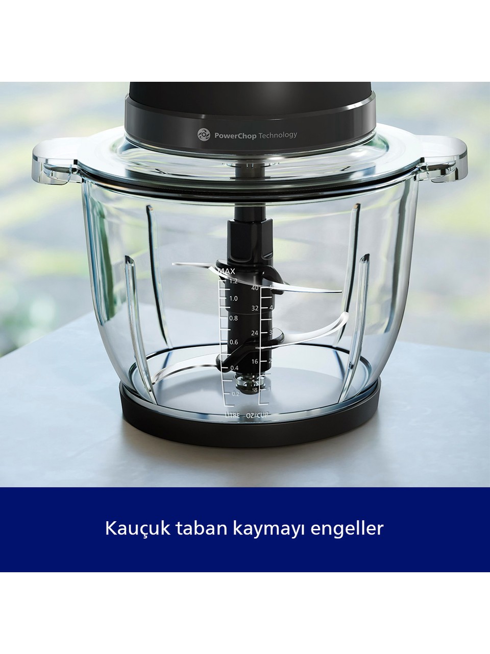 Philips HR1502/00 4 Bıçaklı Doğrayıcı 3000 Serisi Siyah Plastik Hazneli 500 W Güç ve PowerChop Teknolojisi
